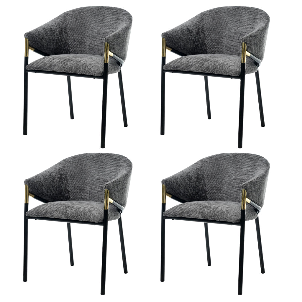 Sedie da Pranzo con Braccioli ¨C MINIMAL ¨C Velluto Grigio, Gambe in Metallo Oro, Set 6 Pezzi