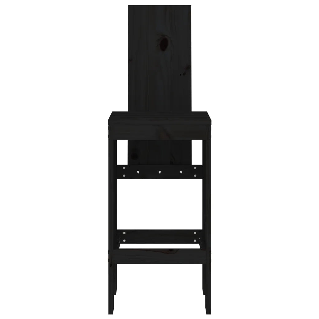 Sgabelli da Bar 2pz Neri 40x42x120 cm Legno Massello Pino 825356