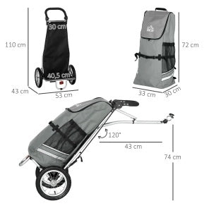 Rimorchio per bicicletta e carrello spesa pieghevole in alluminio