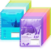20 documenti A4, 7 colori documenti A4 per archiviazione con chiusura a gomito, documenti trasparenti con bordo 11 fori e spazio per etichetta per mappe e sistemi di archiviazione