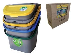 SET PATTUMIERA PER RACCOLTA DIFFERENZIATA LT.28 PZ.3- - cm.38,5x37x51h. - 1 confezione STEFANPLAST
