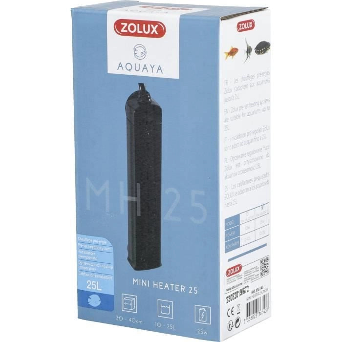 Riscaldatore preimpostato Zolux - 23 W - Per acquari da 10 a 25 litri - Indicatore di riscaldamento - Resistente agli urti