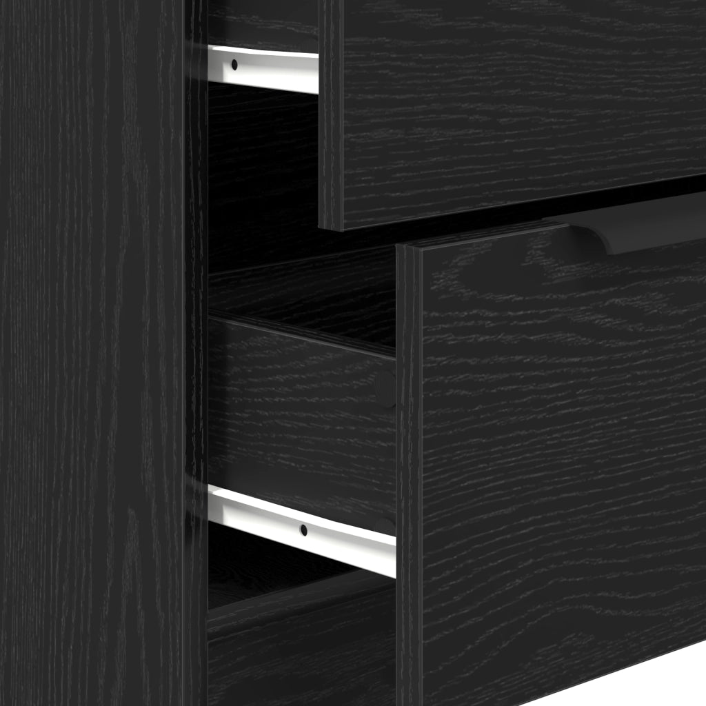 3 Pezzi Mobiletti Nero Rovere Legno Ingegnere