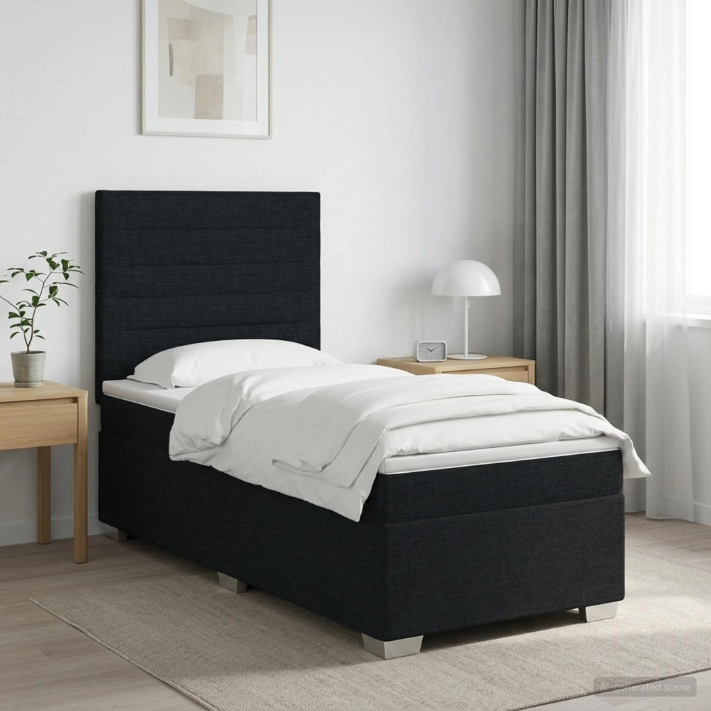 Letto box spring con materasso Nero 90 x 190 cm Tessuto 3454756