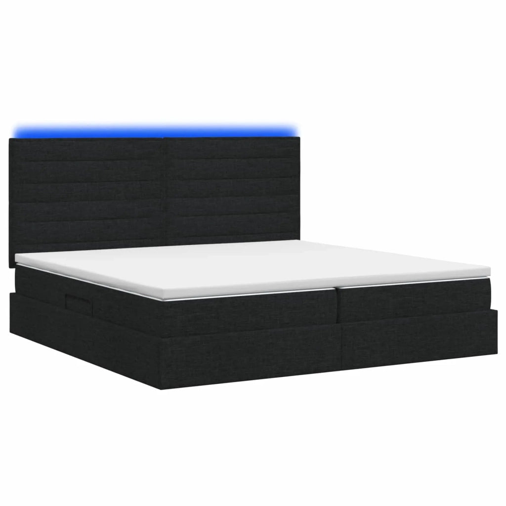 Letto con contenitore LED e materasso Nero 200 x 200 cm Tessuto 3459905