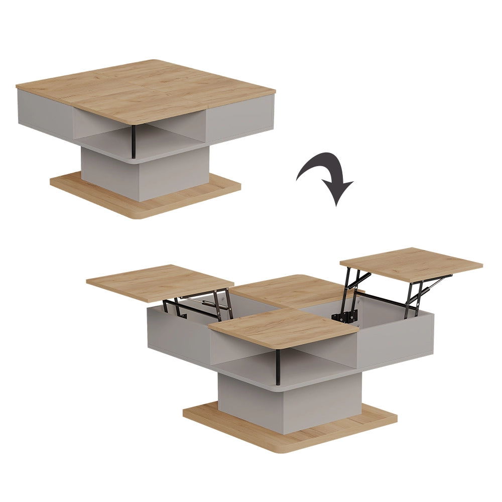 Vicco tavolino soggiorno Beige 80 x 45 cm con vani portaoggetti