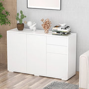 Sideboard bianco con 2 cassetti, 3 vani e ripiani regolabili, 117x36x74 cm