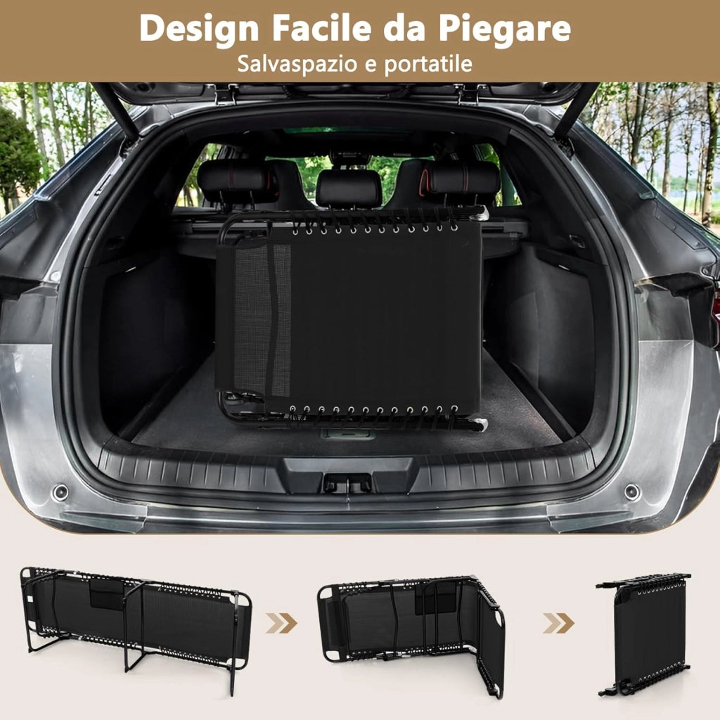 Lettino da Spiaggia Pieghevole Portatile, Sdraio da Mare con Schienale Regolabile 4 Posizioni, Tasca Laterale e Poggiatesta Staccabile, per Giardino e Campeggio, Portata 150 kg (Nero)