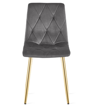 Sedia in velluto VALORA TYRA - Grigio scuro con gambe dorate
