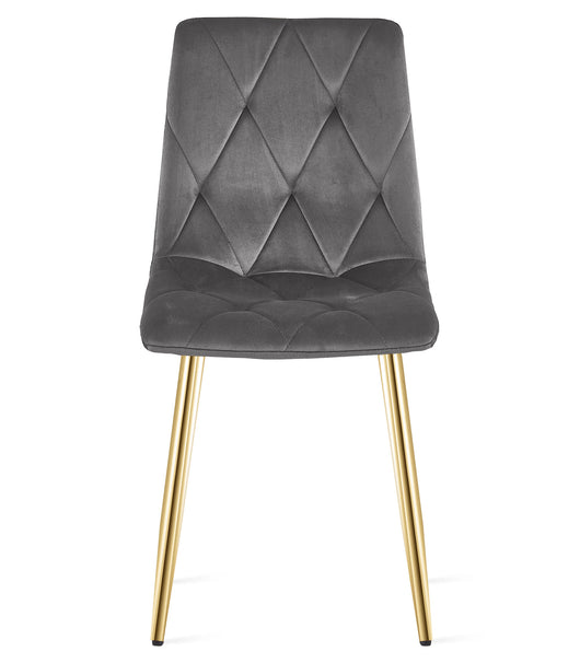 Sedia in velluto VALORA TYRA - Grigio scuro con gambe dorate