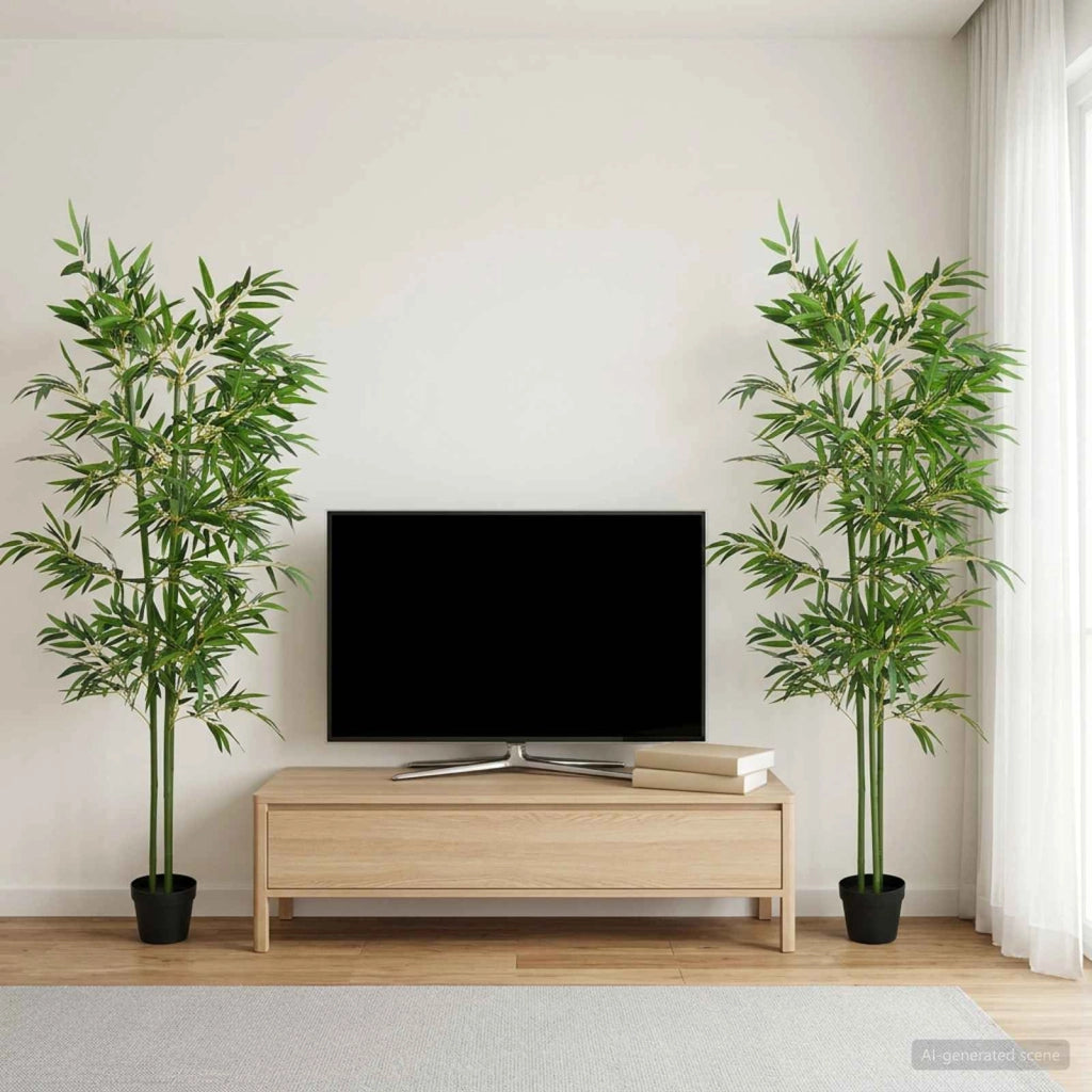 Albero di Bambù 2 pz Verde 60 x 18 x 190 cm Tessuto e Bambù 42042061