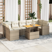 Set Divano da Giardino 8 pz con Cuscini Beige in Polyrattan 3327012