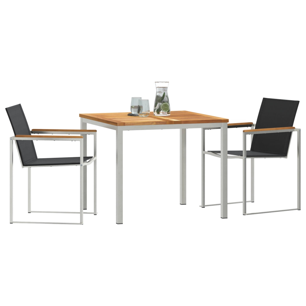 Set da Pranzo da Giardino  3 Pezzi in Legno Massello di Teak