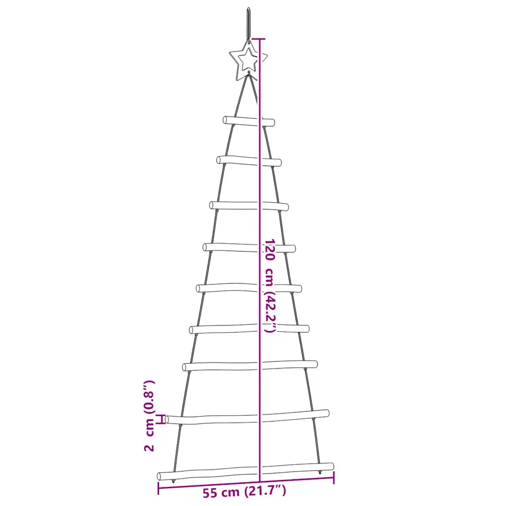 vidaXL Alberi di Natale Sospesi con Stelle 2 pz 55x120cm Ramo Naturale