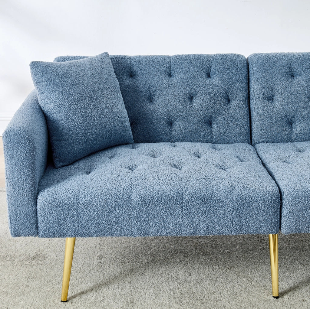 Divano 2 posti con schienale regolabile a 3 livelli in teddy blu