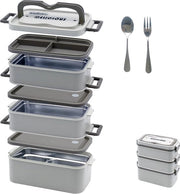 Borsa da picnic per bambini e adulti, 700-2800 ml, borsa da pranzo con contenitori, borsa da picnic impermeabile con forchetta e cucchiaio (kaki)
