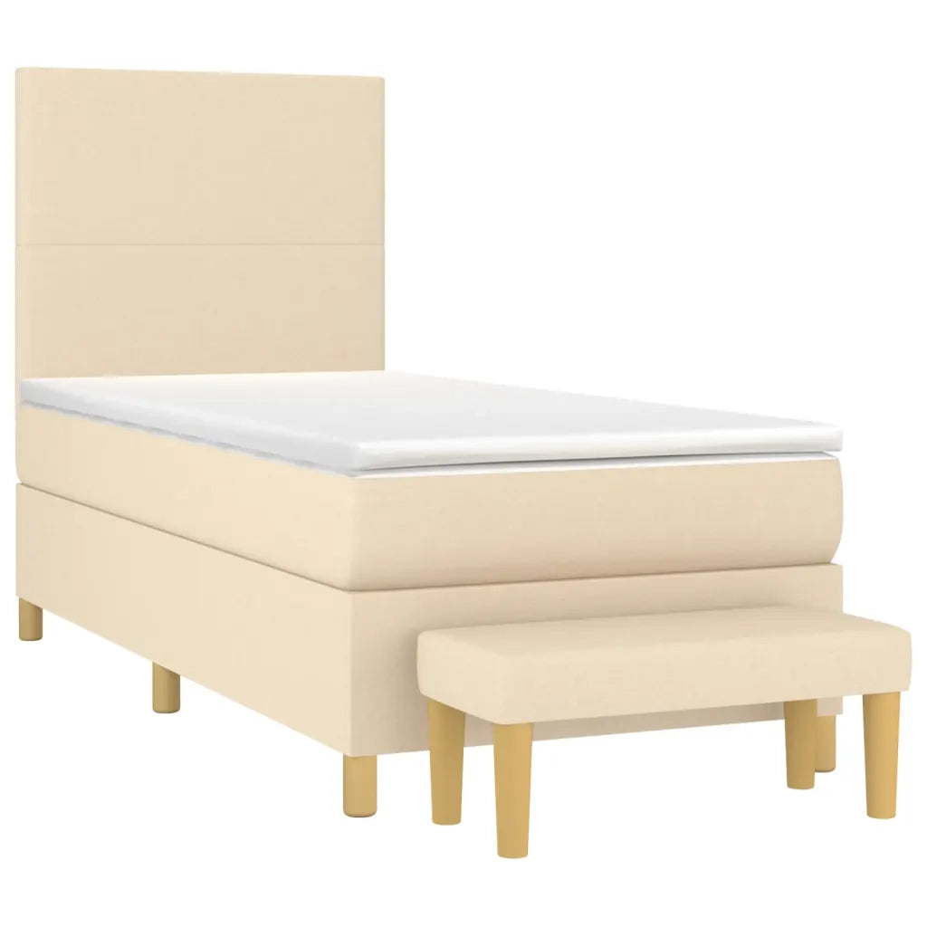 Giroletto a Molle con Materasso Crema 90x190 cm in Tessuto