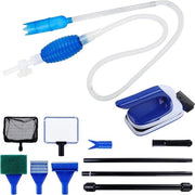 Kit di pulizia del serbatoio per pesci Allevamento Set di raschiatori di alghe Pulitore di ghiaia Sifone aspirante-vacuum-fluttuante Spazzola-bruschietta di spugna Spazzola per piante Forchetta per piante acquatiche