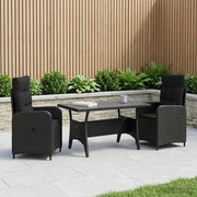 Set da pranzo per esterni 3 pcs Nero polyrattan 3422256