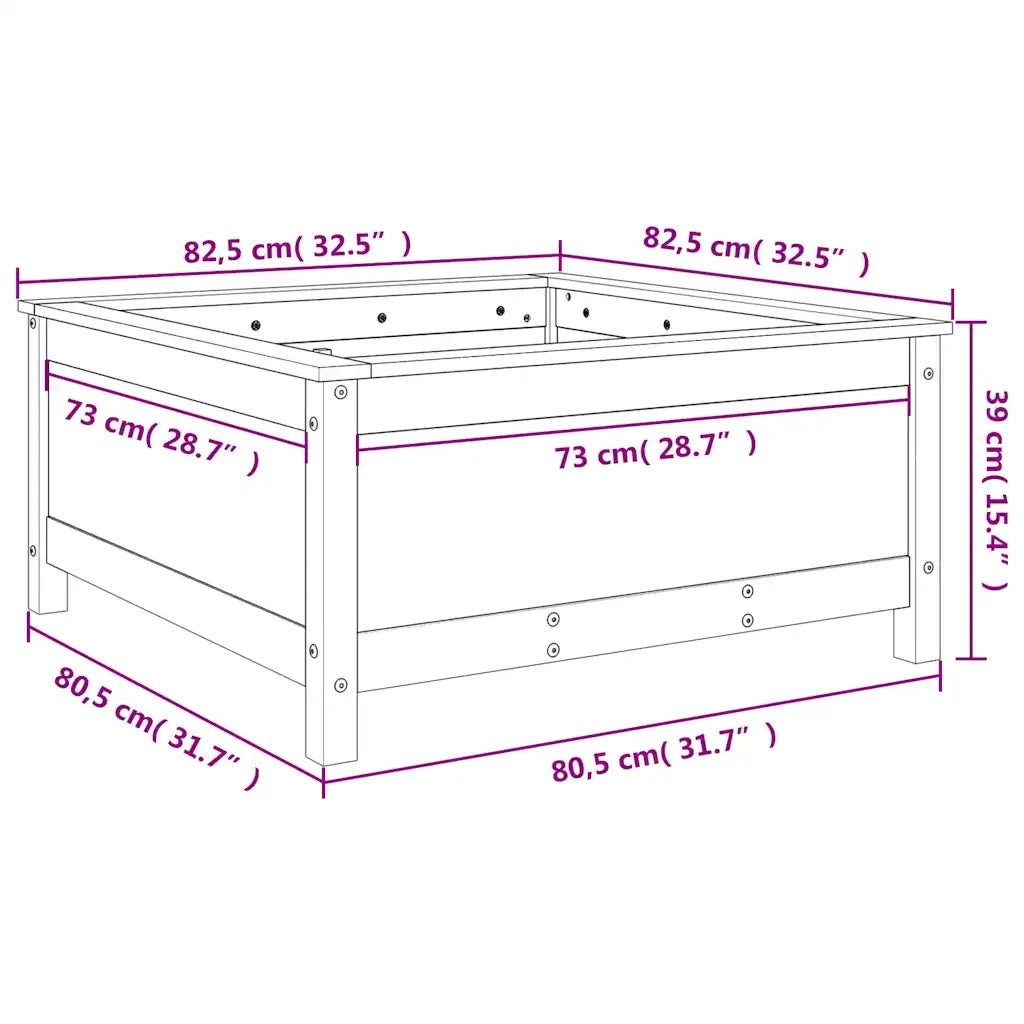 Fioriera da Giardino-Vaso da Esterno Ambra 82,5x82,5x39 cm Legno Massello Pino
