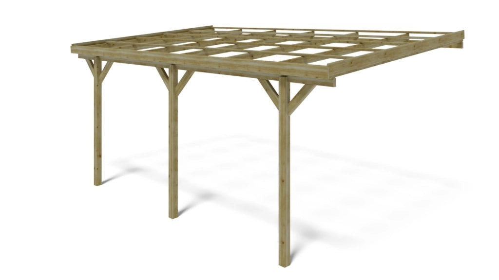 Tettoia posto auto coperto in legno 3x5.24 m - 15 m2 - addossato  - CAR7-2 - ALTANKA