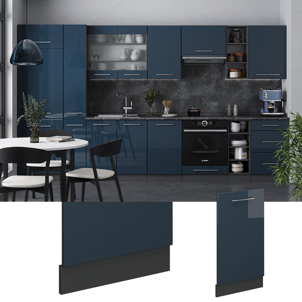 Vicco Pannello frontale della lavastoviglie Blu scuro lucido 45 cm , PL Rovere