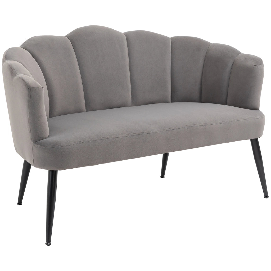 Divano 2 Posti in Velluto con Gambe in Metallo ¨C zephmum ¨C Grigio 132x66x80
