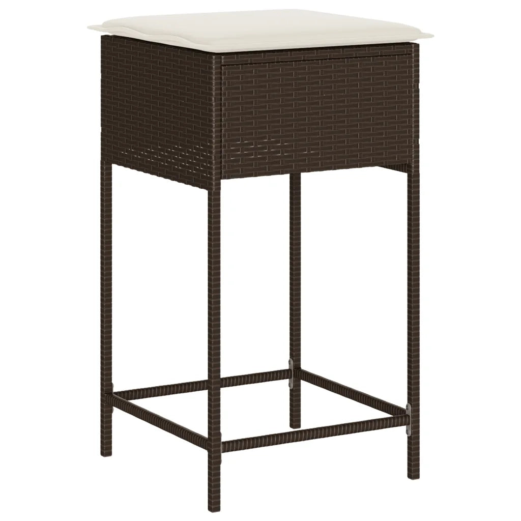 Set Bar da Giardino 3 pz con Cuscini in Polyrattan Marrone 3261484