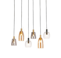 Lampadario Classico Divine Acciaio Nero Vetro 6 Luci E14