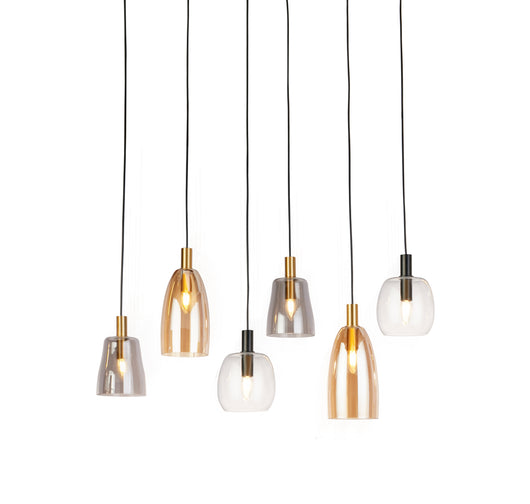 Lampadario Classico Divine Acciaio Nero Vetro 6 Luci E14