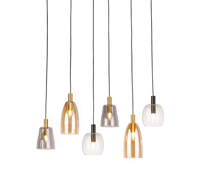 Lampadario Classico Divine Acciaio Nero Vetro 6 Luci E14