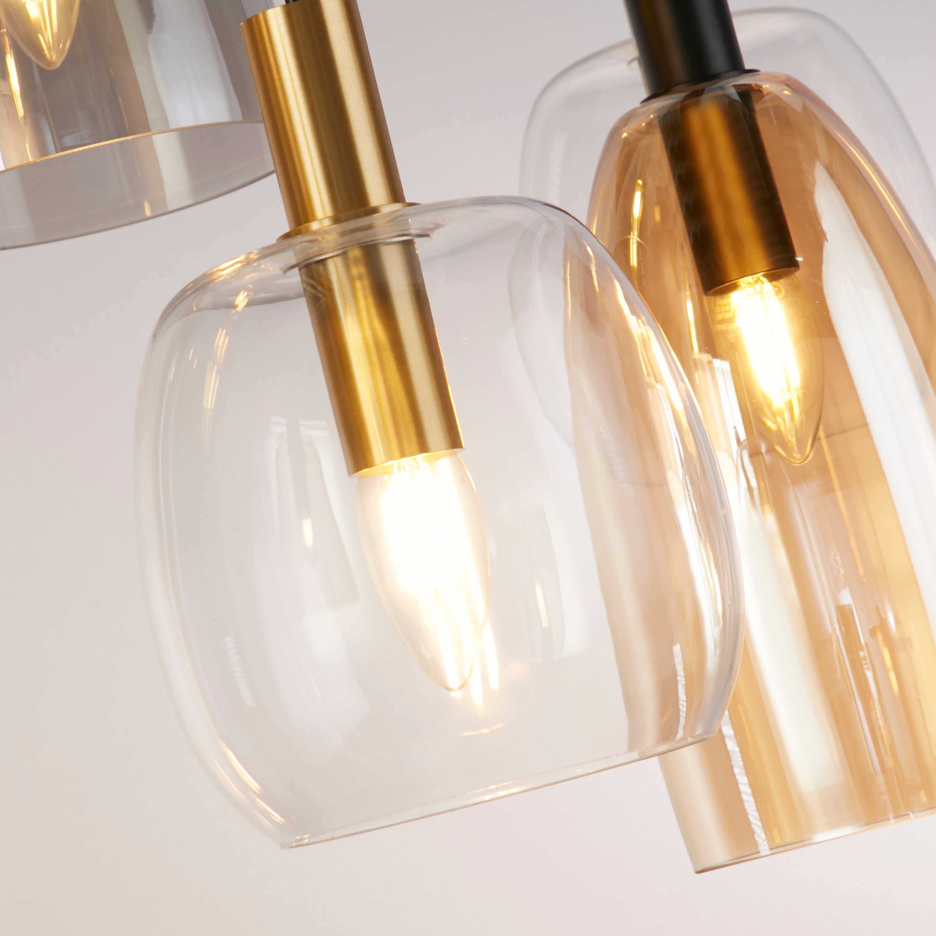 Lampadario Classico Divine Acciaio Nero Vetro 6 Luci E14