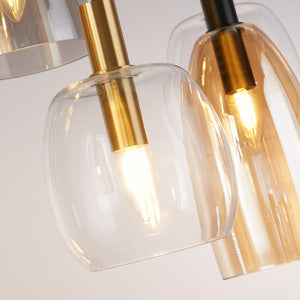 Lampadario Classico Divine Acciaio Nero Vetro 6 Luci E14