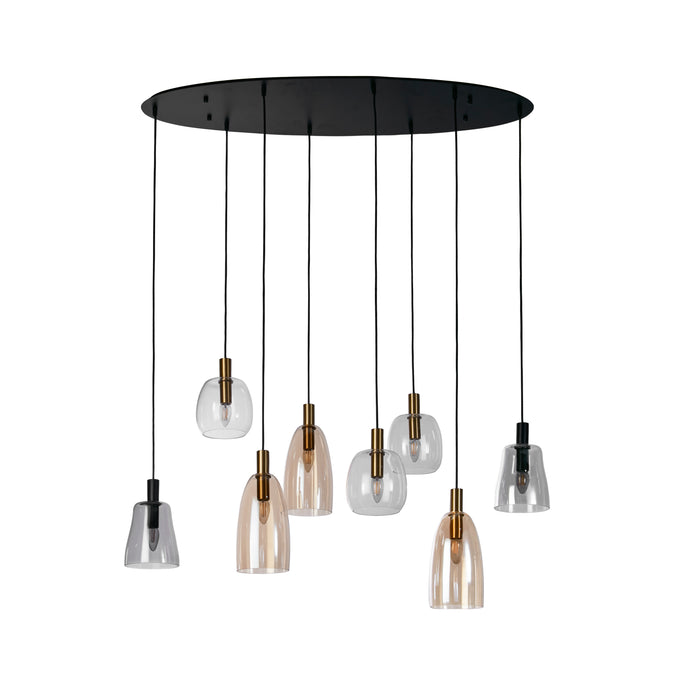 Lampadario Classico Divine Acciaio Nero Vetro 8 Luci E14