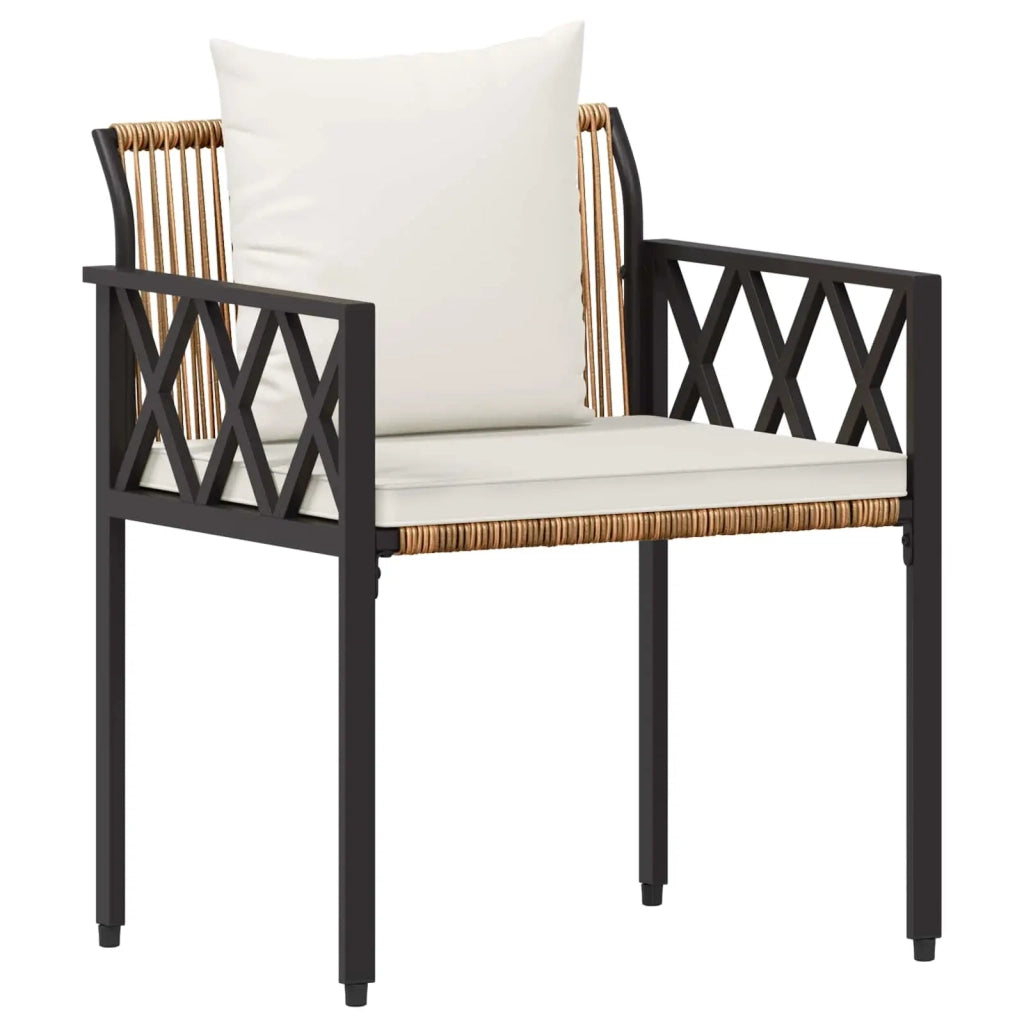 Set Mobili da Esterno 3 pcs Marrone e Bianco Crema polyrattan 42025349