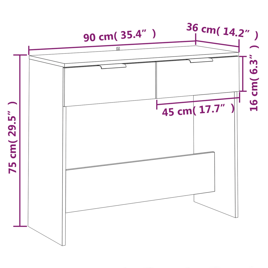 Tavolino Consolle-Tavolino da soggiorno-Tavolo Nero 90x36x75 cm in Legno Multistrato
