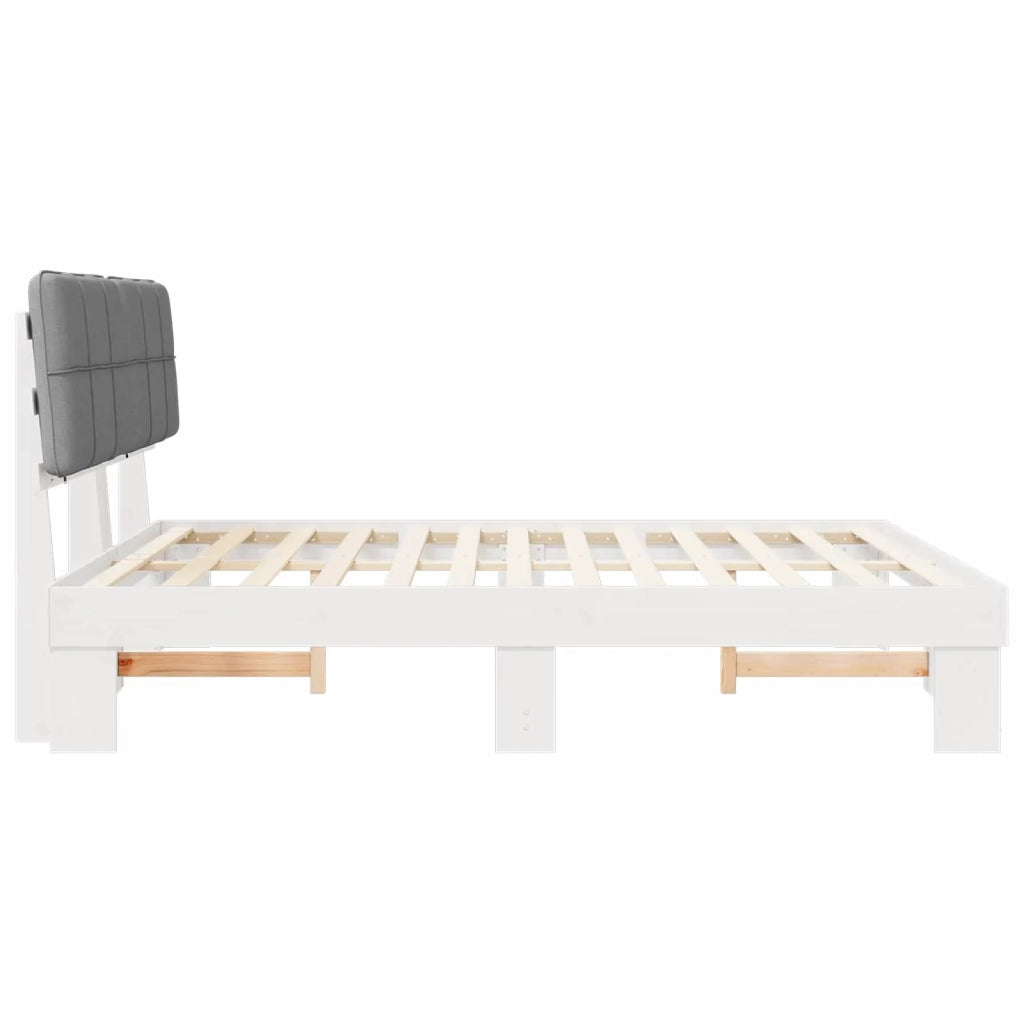 Letto con Testiera Rivestita Grigio chiaro 200 x 200 cm