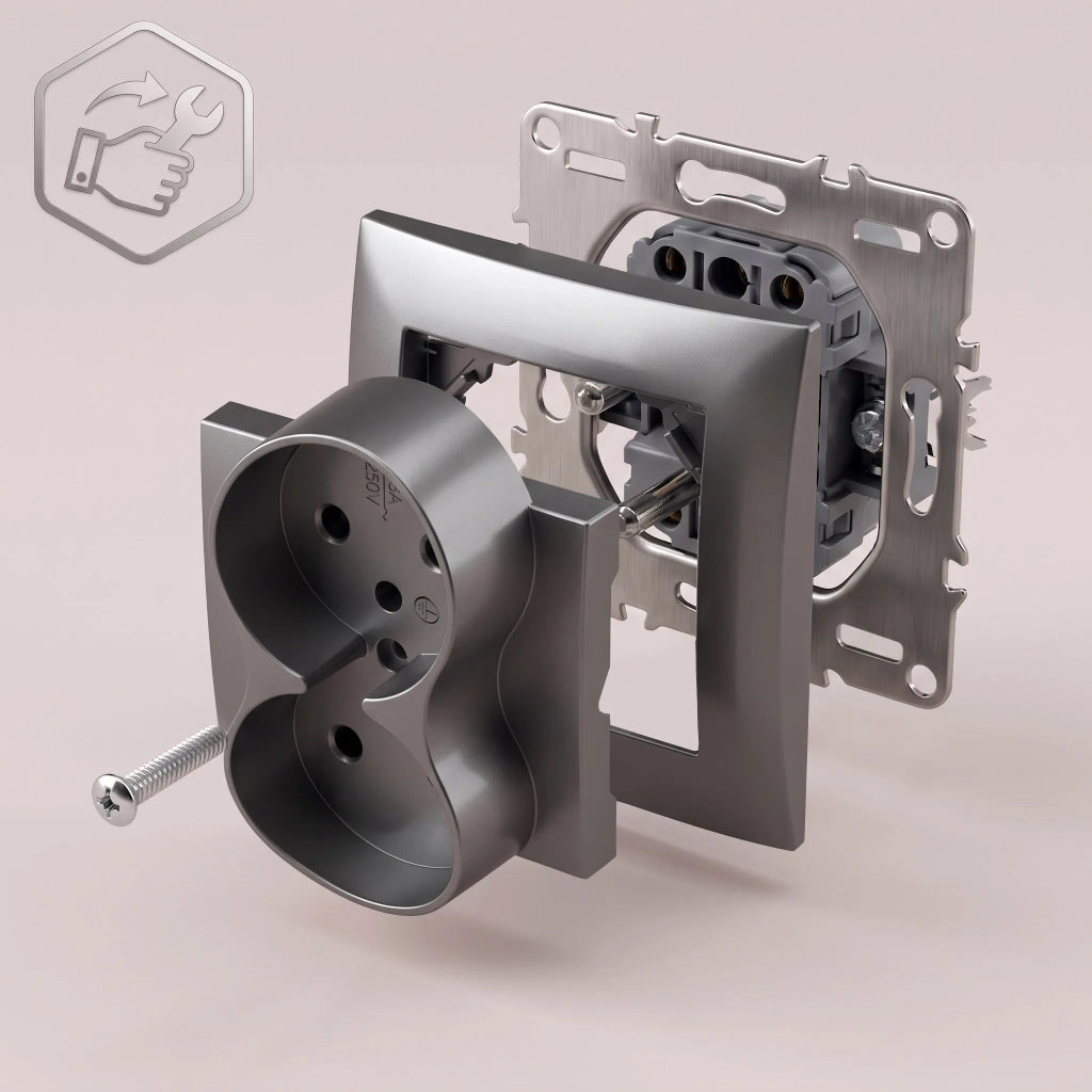 Presa Doppia Con Messa A Terra Oste Jnh002-g Grey