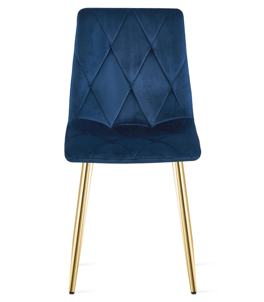 Sedia VALORA TYRA in velluto blu navy con gambe dorate