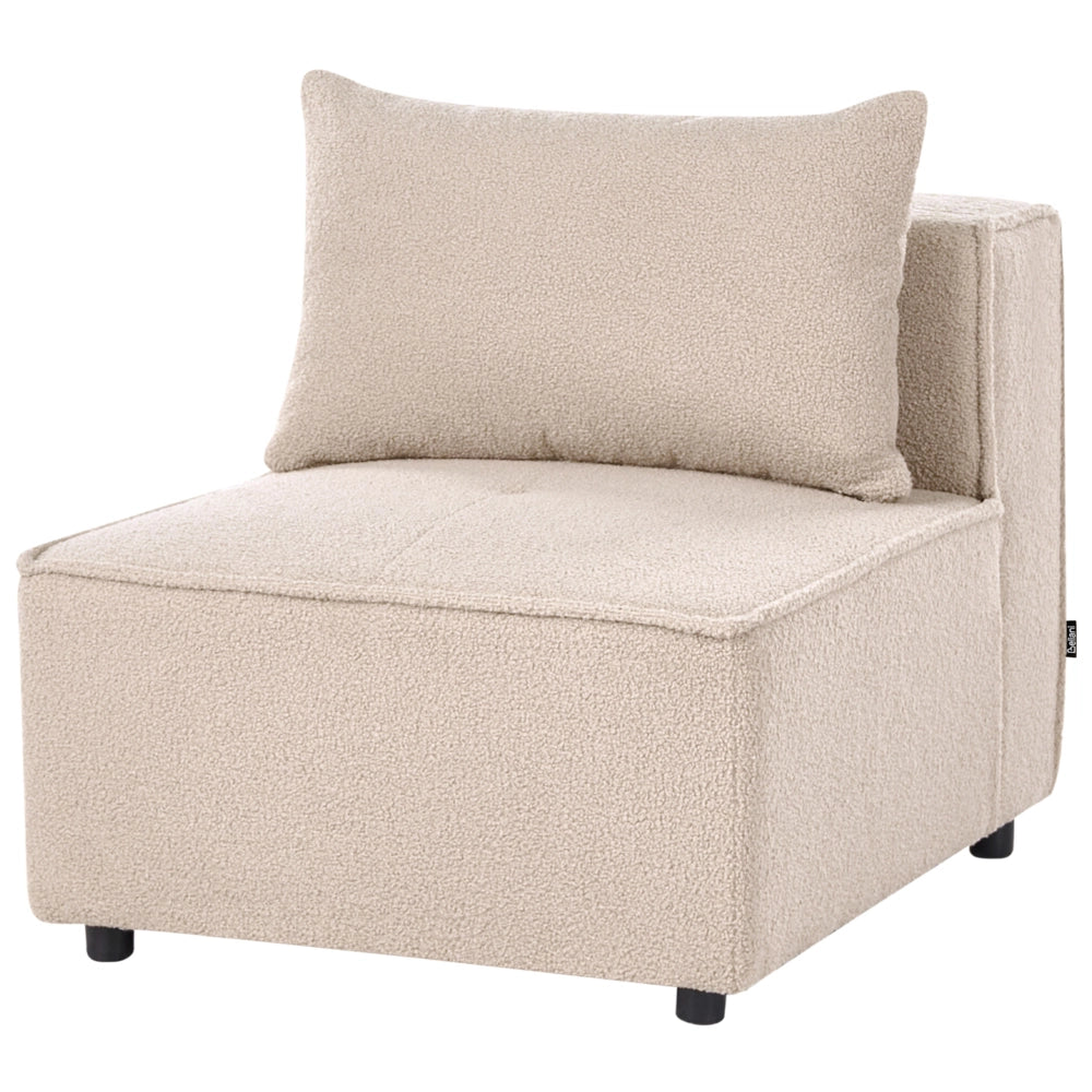 Divano modulare a forma di U in bouclé beige rivestito in stile moderno