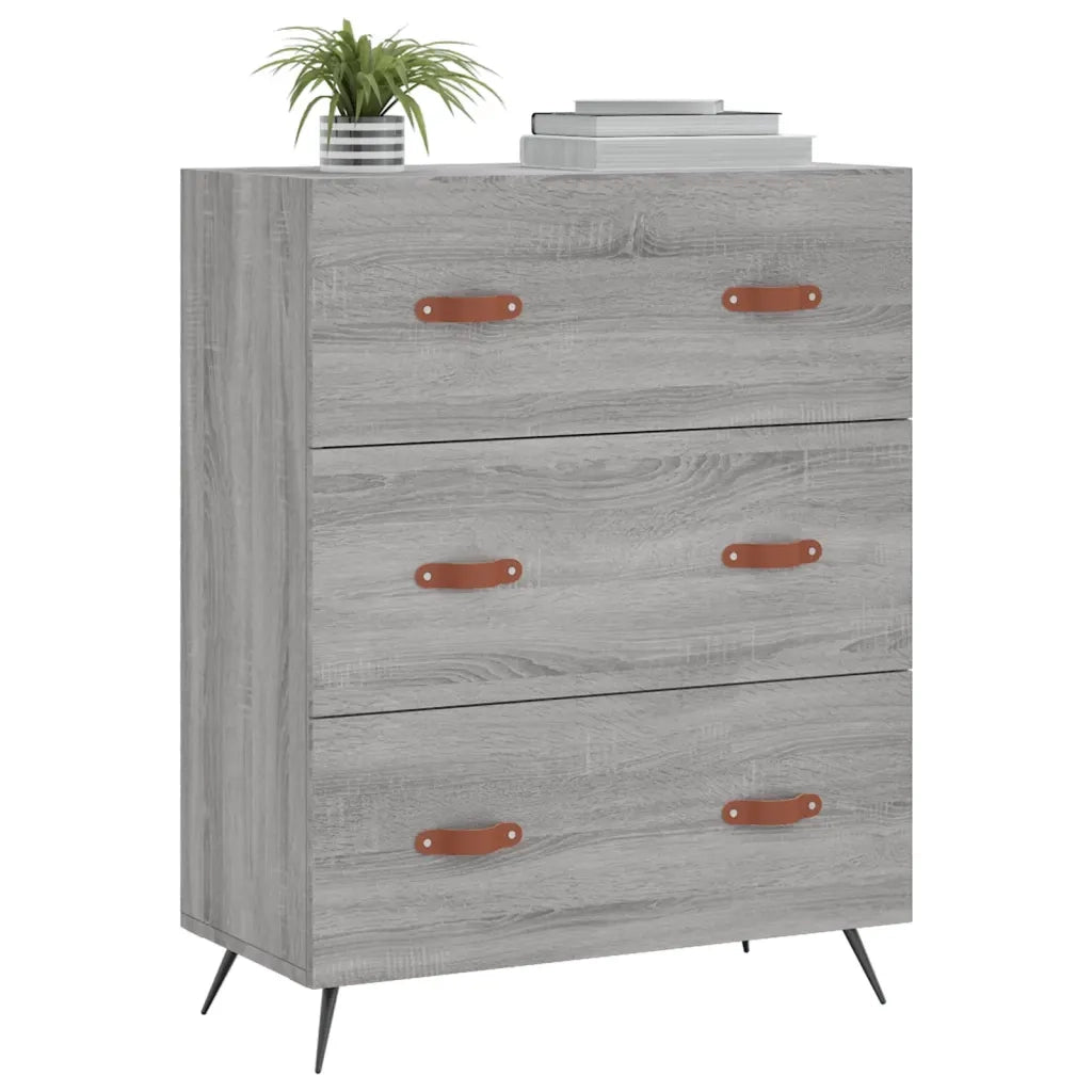 vidaXL Cassettiera Grigio Sonoma 69,5x34x90 cm in Legno Multistrato