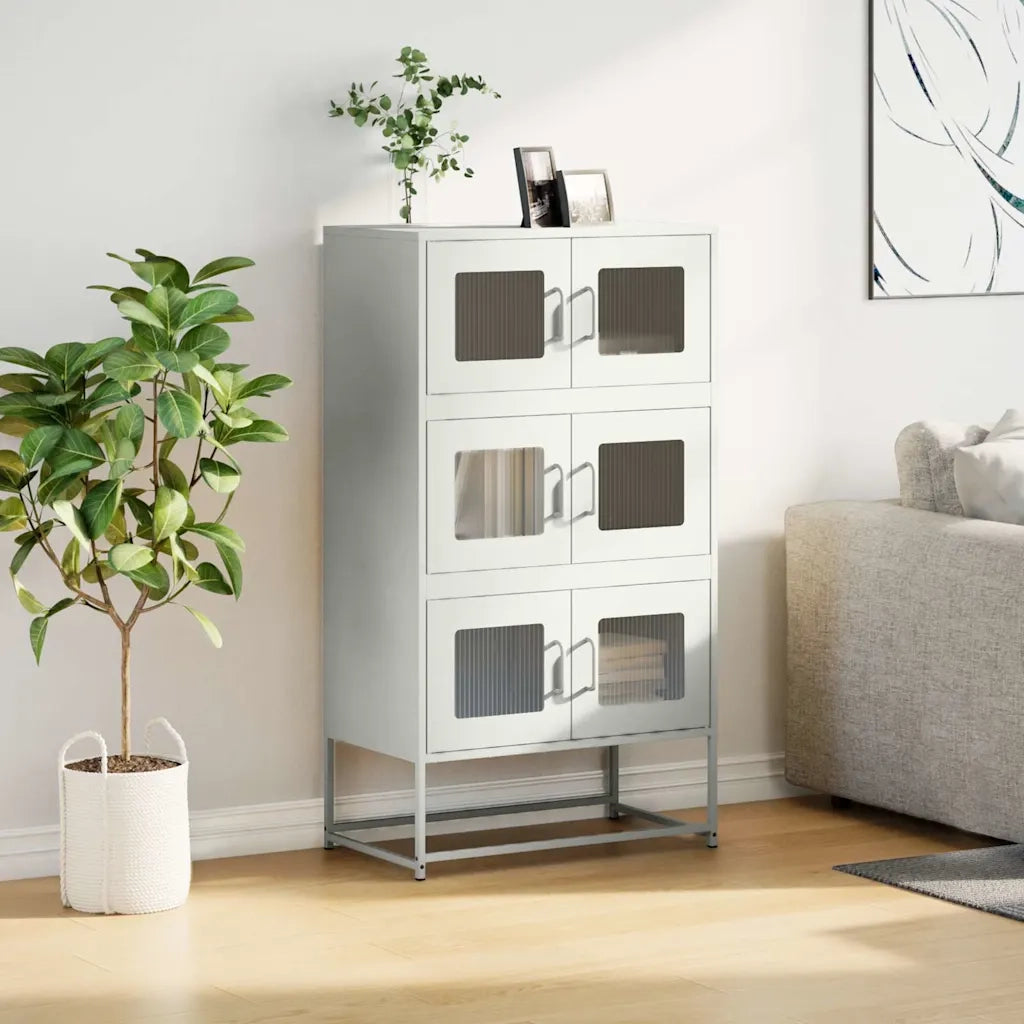 Credenza Bianca 68x39x123 cm in Acciaio