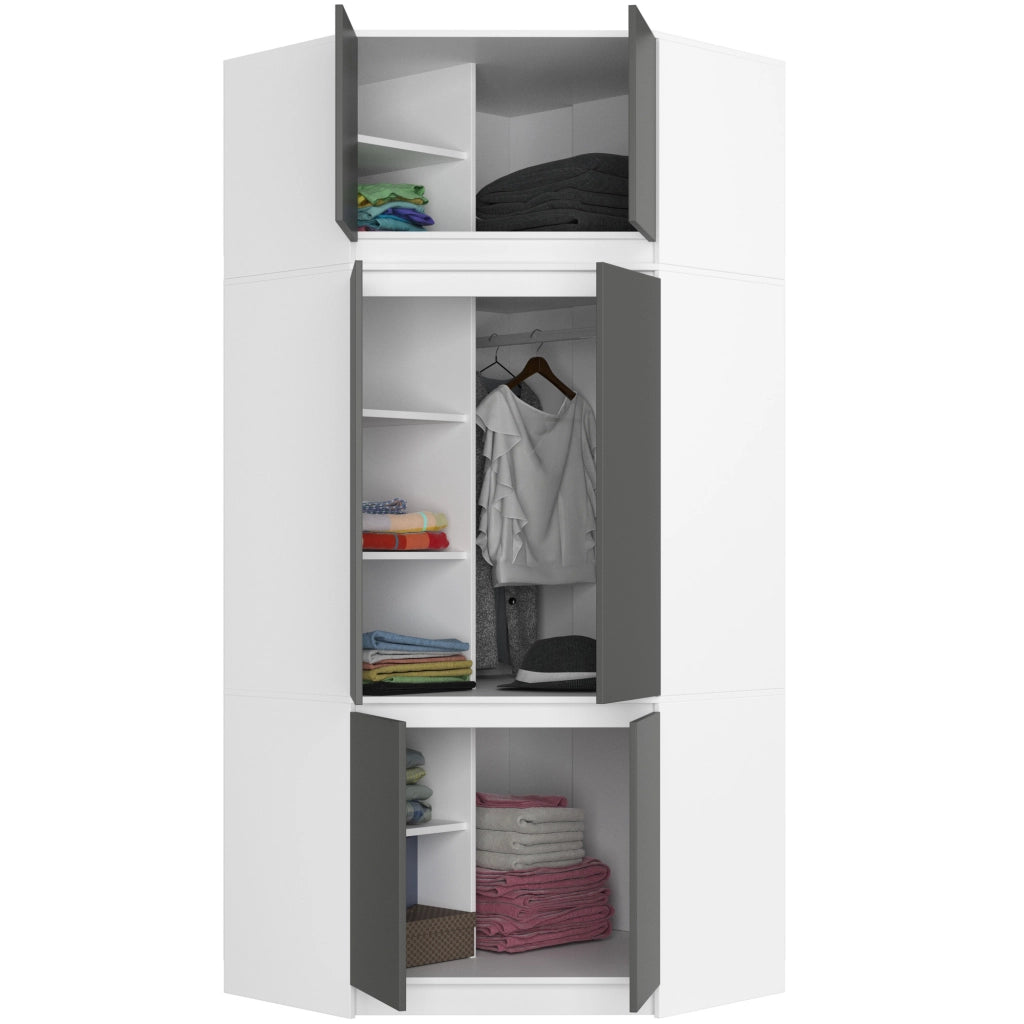 Sopralzo per armadio AKORD S100 Bianco 100 cm 2 ante inseto frontale Grigio Grafite 100x50x55 cm