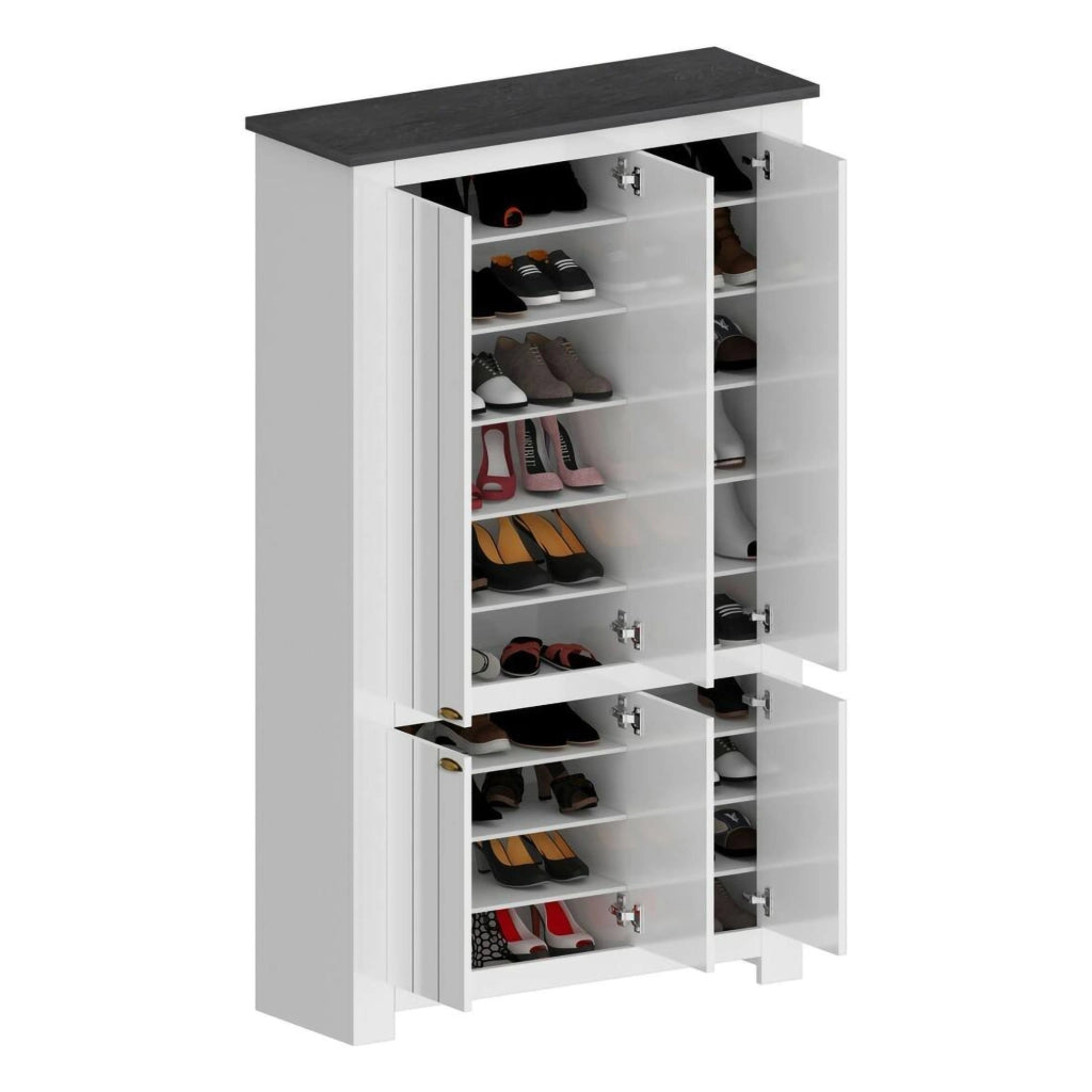 Mobile Portascarpe Apricena, Scarpiera 60 Paia Made in Italy, 114x42x200h cm Grigio Ardesia
