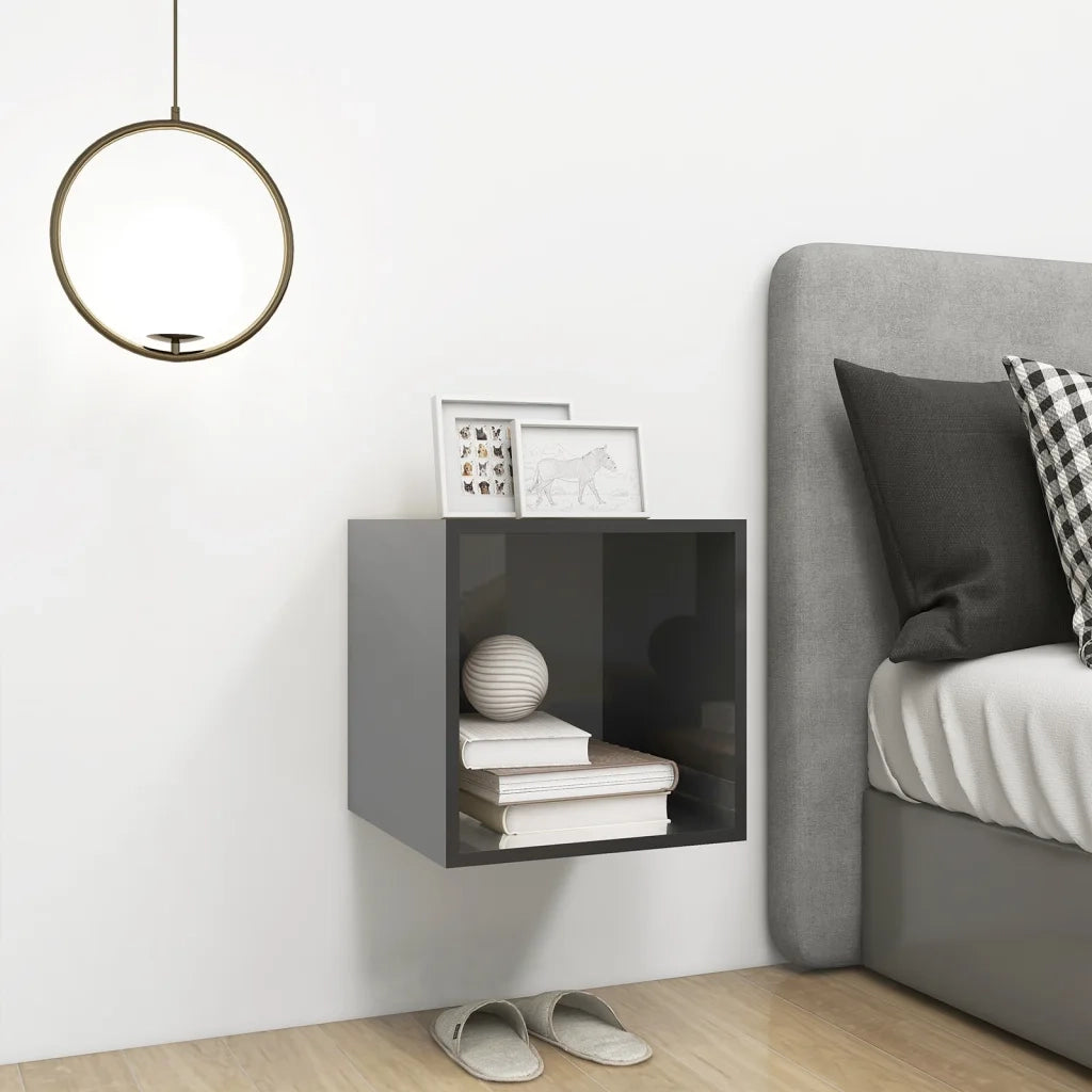 Mobile a Muro Grigio Lucido 37x37x37 cm in Legno Multistrato 805468