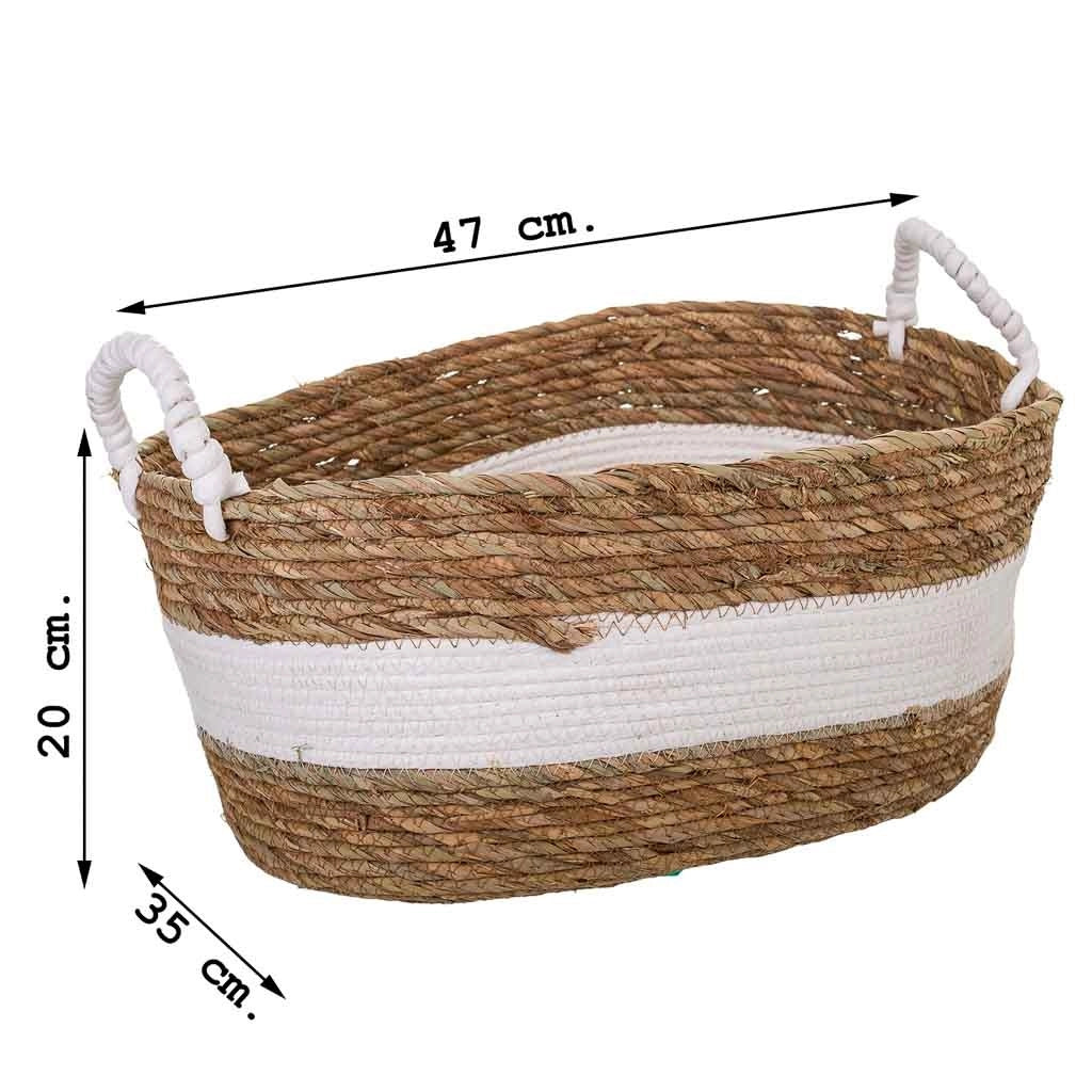 Navicella in fibra naturale marrone 47x35x20h