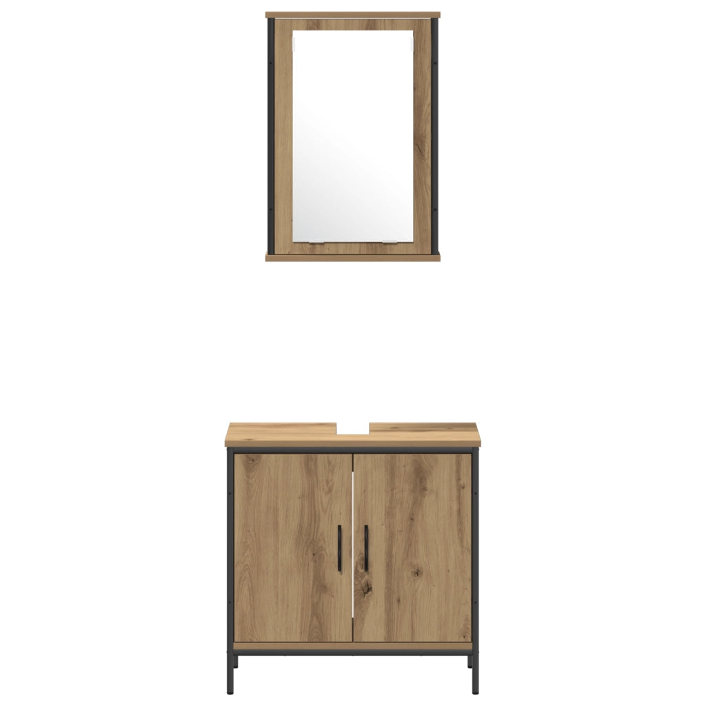 Set di mobili da bagno a 4 pezzi in legno ingegnerizzato rovere artisan