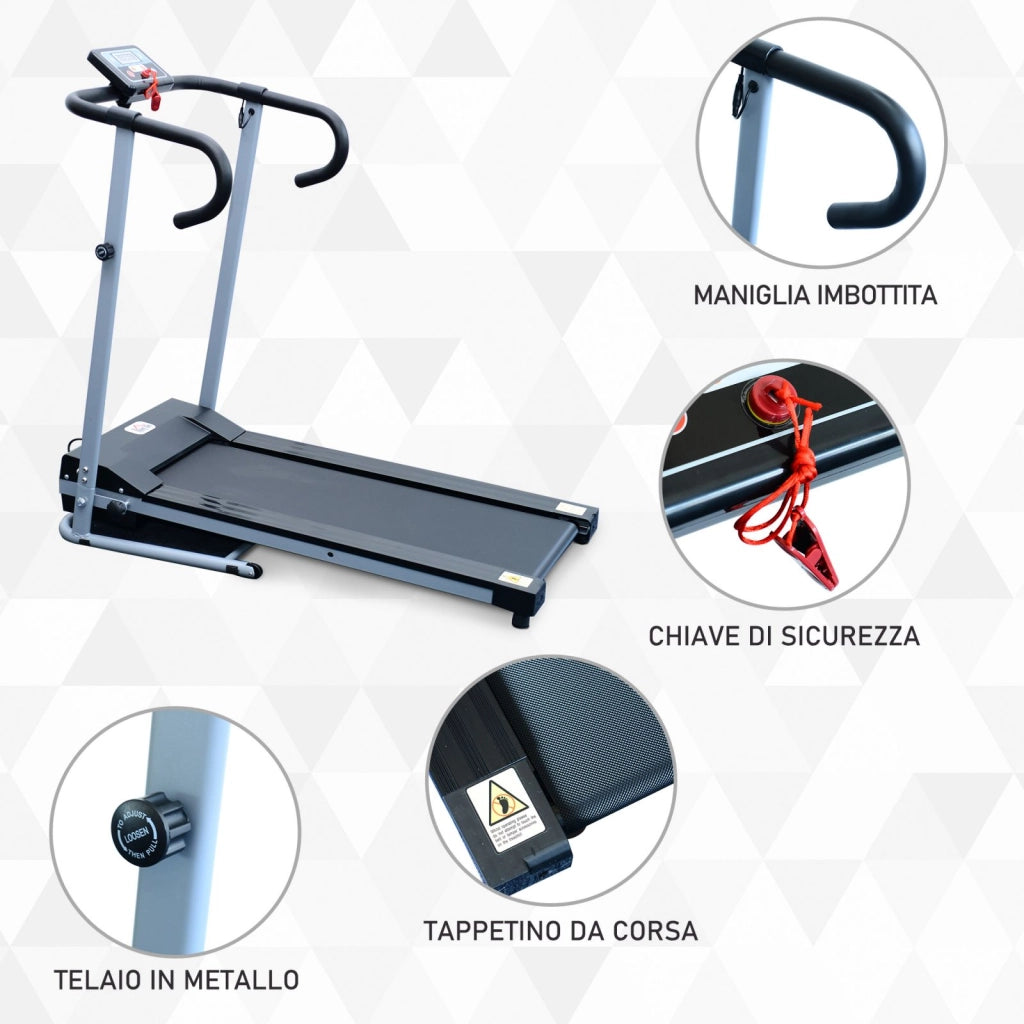 EasyComfort Tapis Roulant Pieghevole con Inclinazione, Tapis Roulant Elettrico Portatile con Schermo LCD, Velocità 1-10 km/h, Ruote, Impugnatura, per Home, Casa e Ufficio, Nero