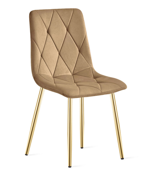 Sedia in velluto VALORA TYRA - Marrone con gambe dorate