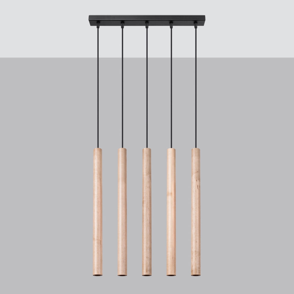 Pure Lume Velino lampada a sospensione nero/legno 5xG9